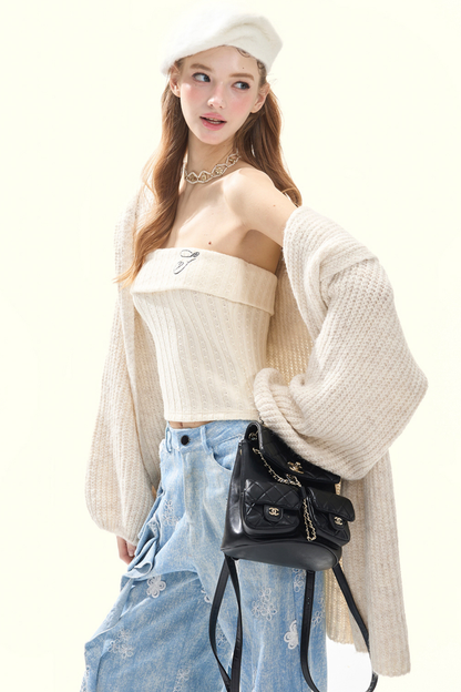 ロゴインナースリムニットトップス