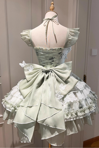 [Reserved product] White Green Butterfly Fairy Dress