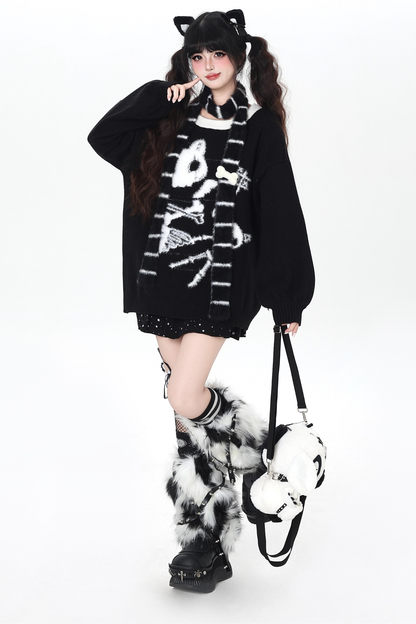 Cat Guy Cotton Loose Knit + Scarf