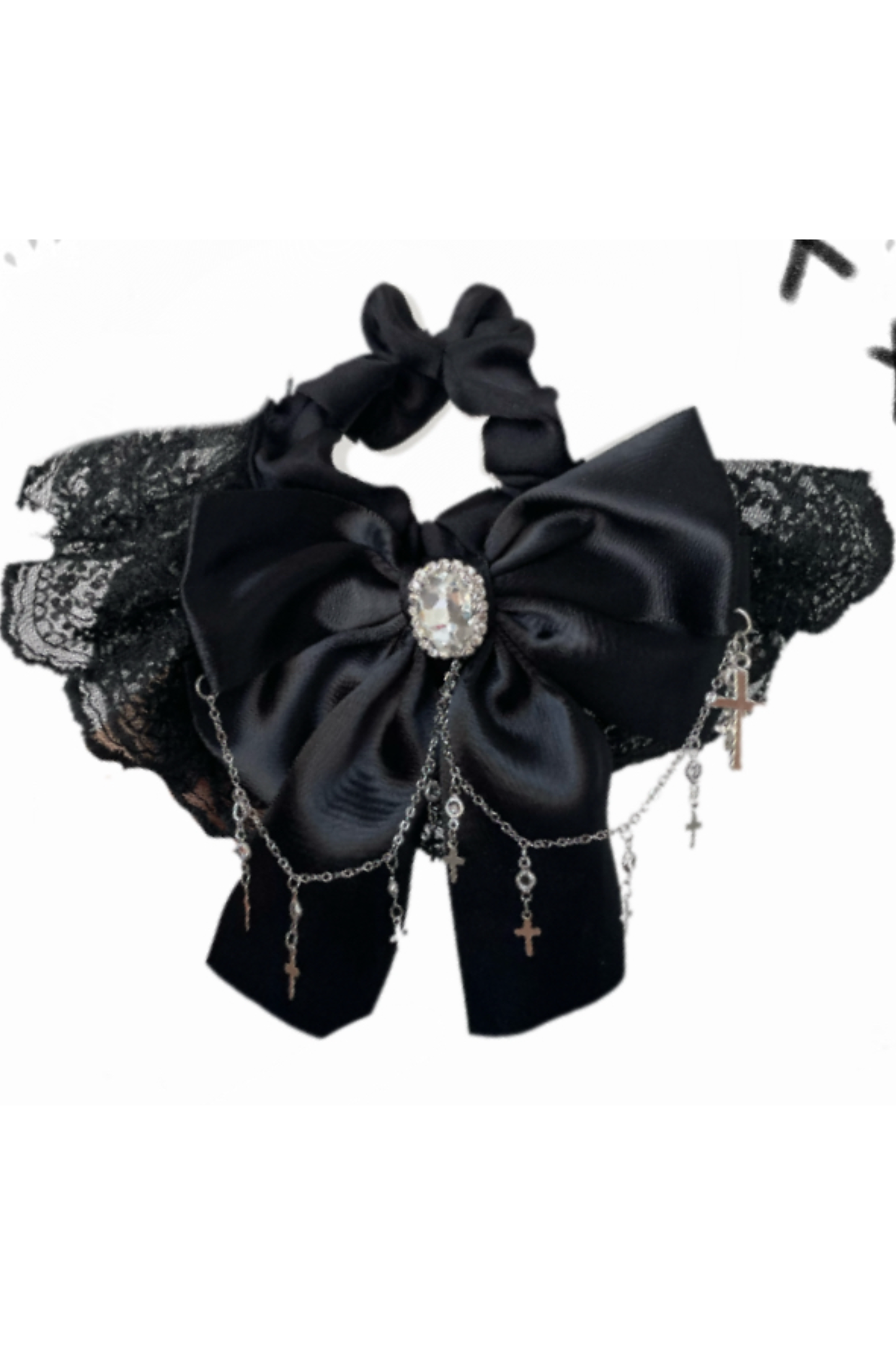 リボンレースラインストーンシュシュ