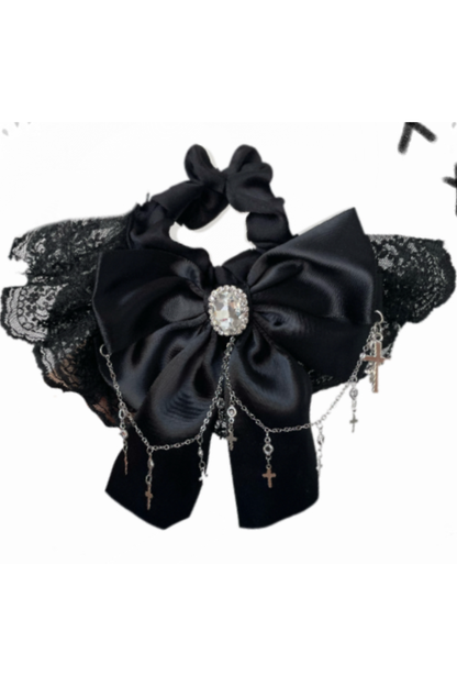 リボンレースラインストーンシュシュ