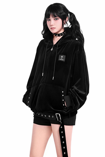 ゴシックベルベットジッパーパーカー