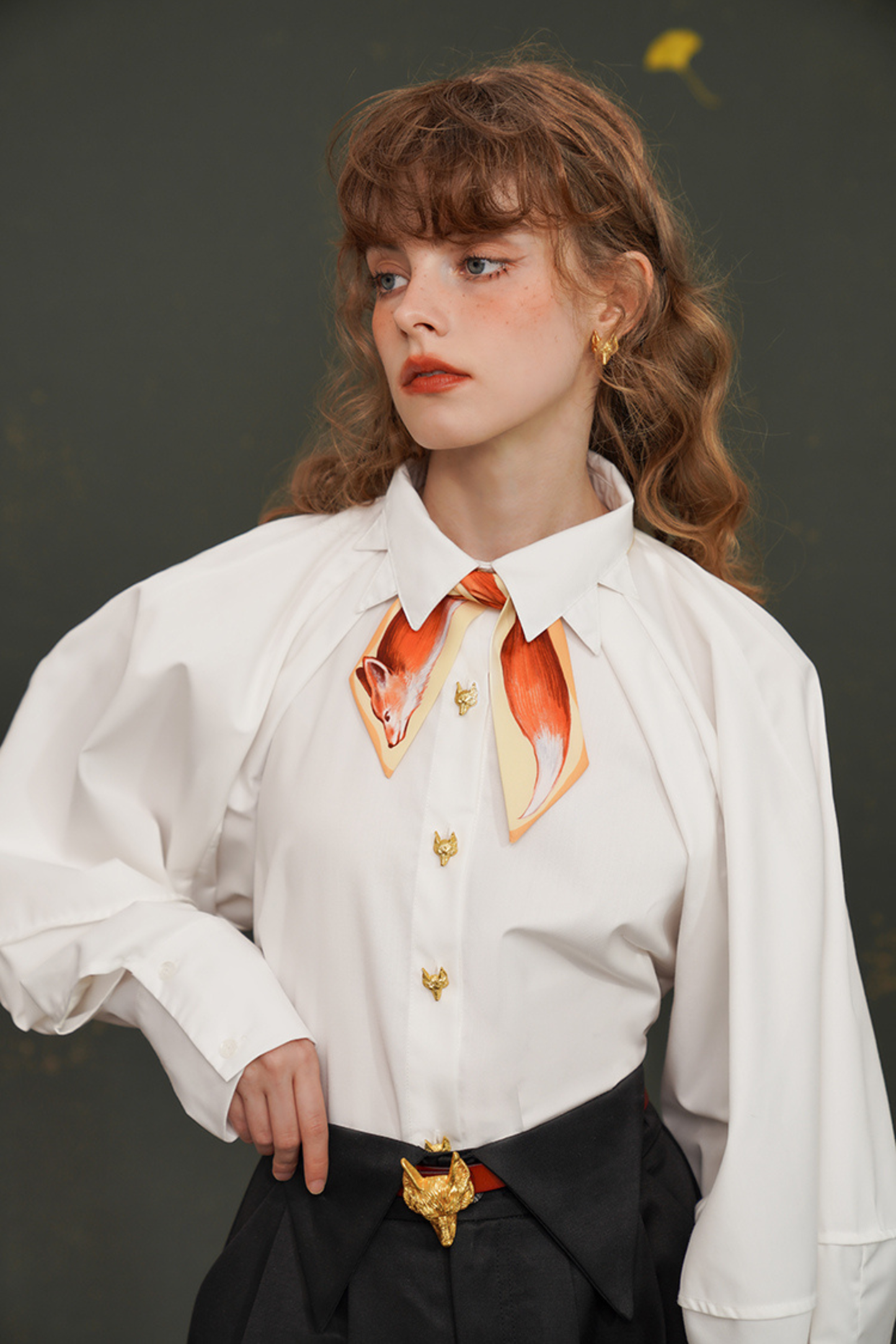 Fox Narrow Silk Scarf