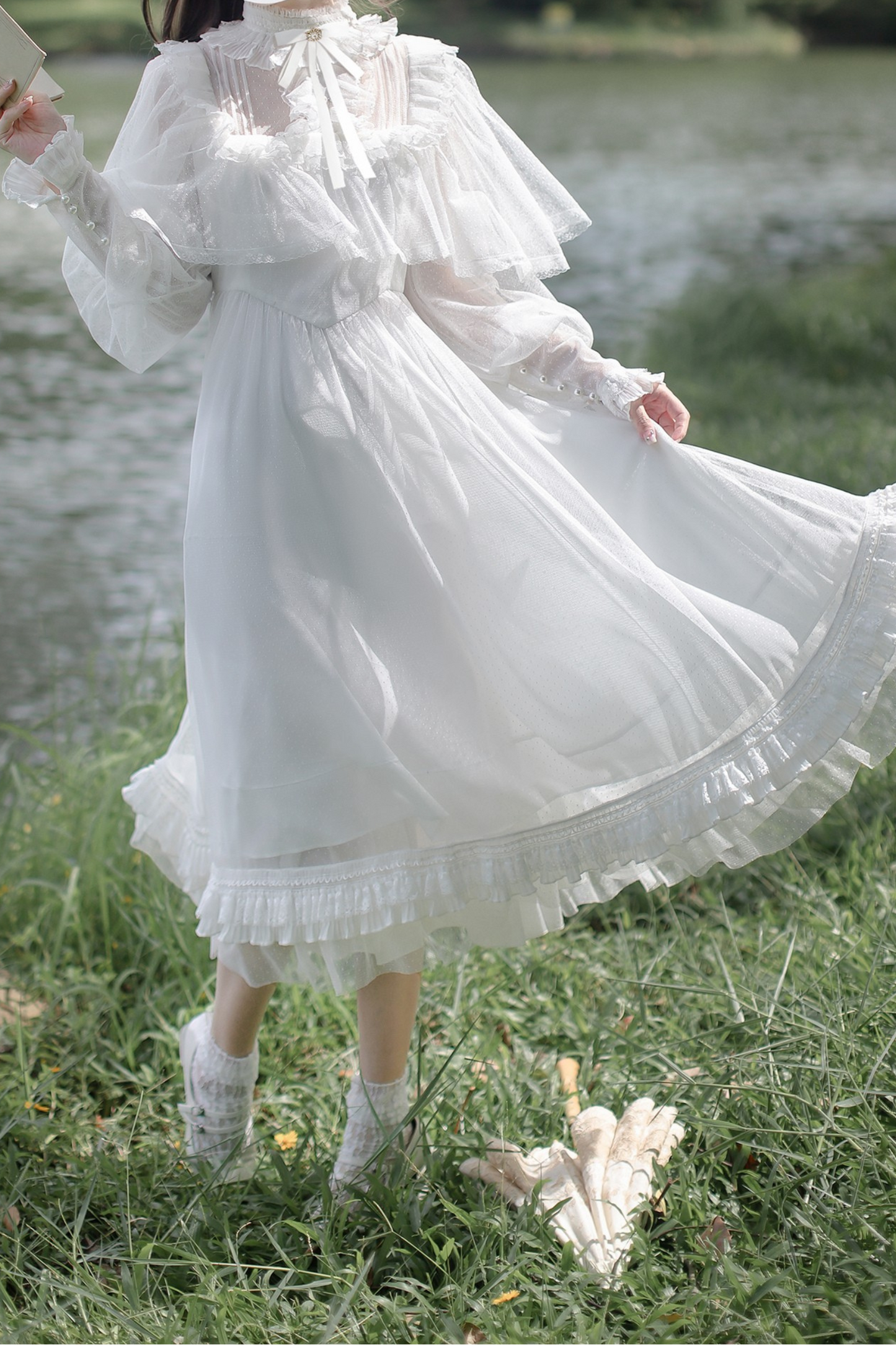 クラシステムエレガントドットガーゼワンピース