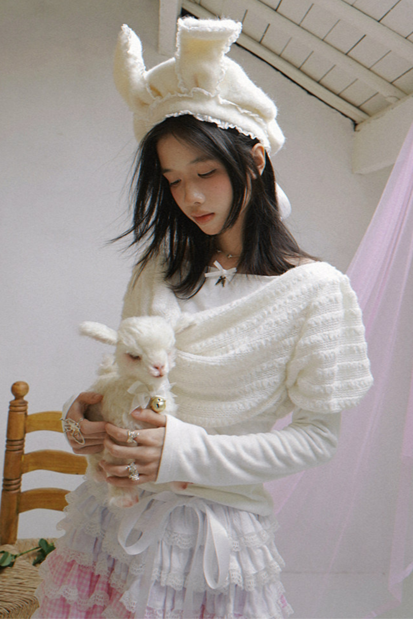 Draped Collar Knitted Top