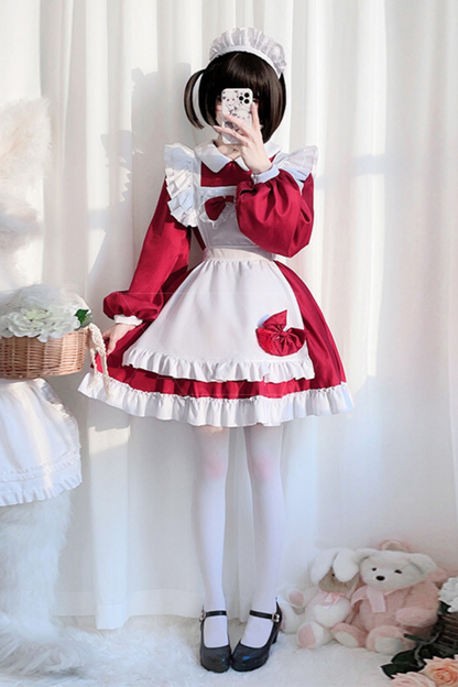 Sweet Red Ribbon Maid Set