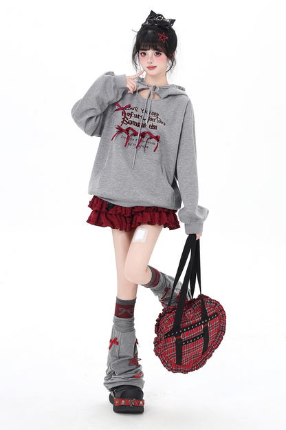 カットアウトリボンフードパーカー