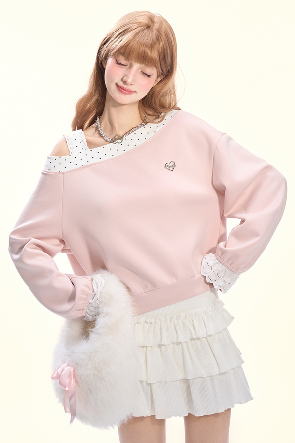Dot Sweet Cream Pink Sweatshirt