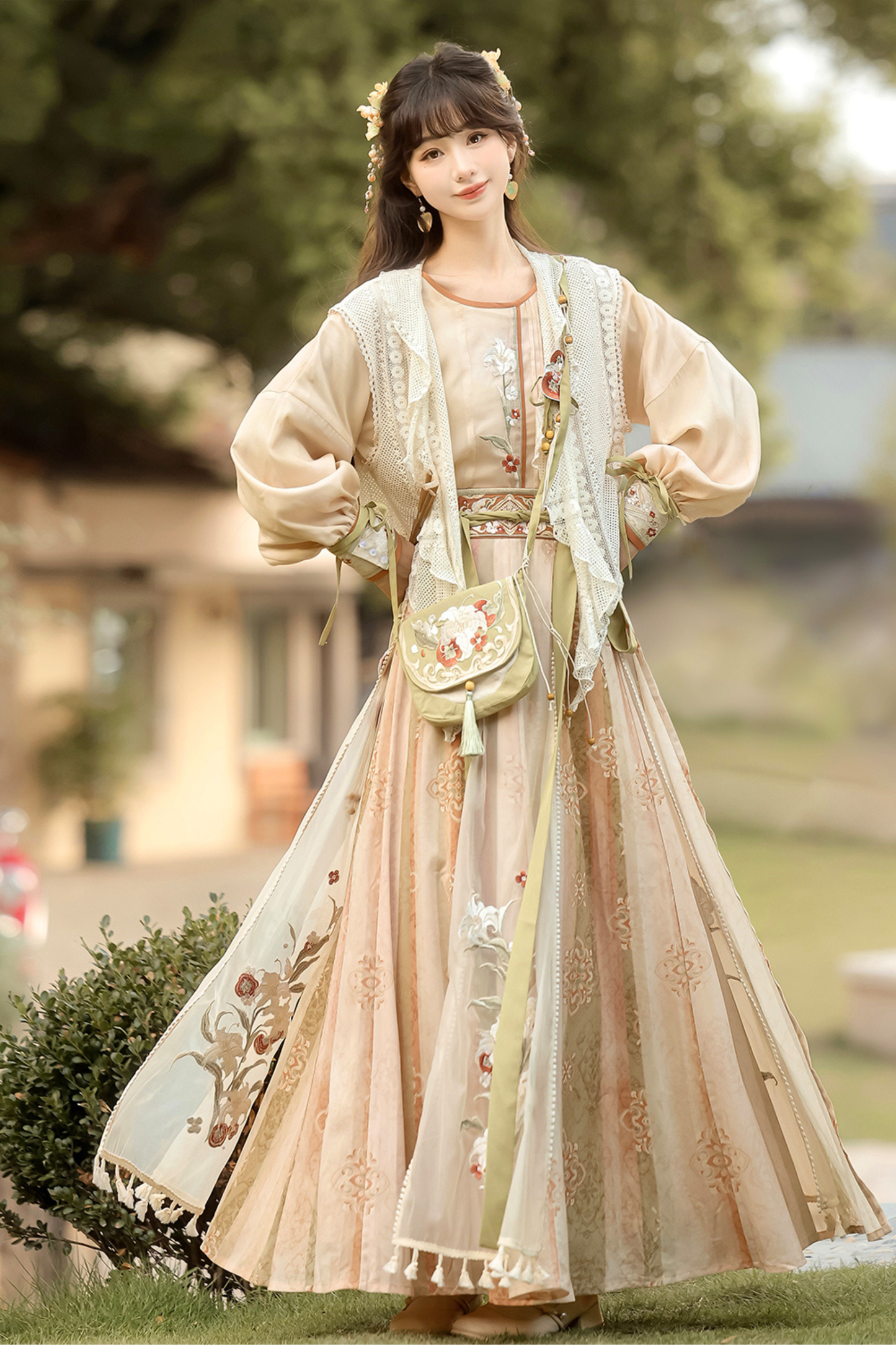 Neverland China Top + Vest + Skirt + Bag