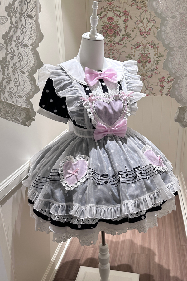 ハートビートドットドレス+シアーエプロン