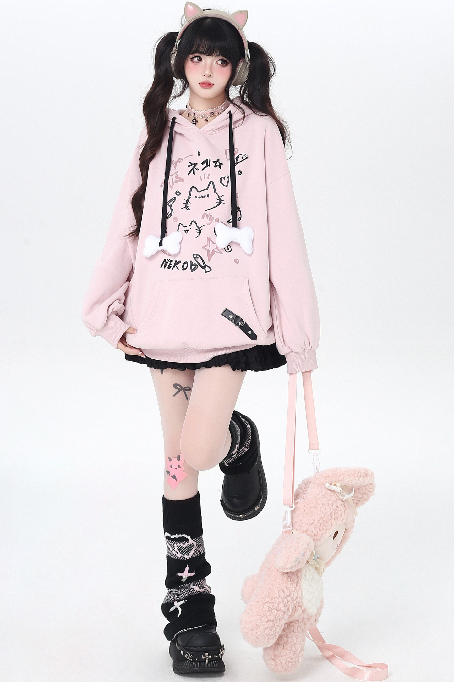 Cat Graffiti Fleece Hoodie