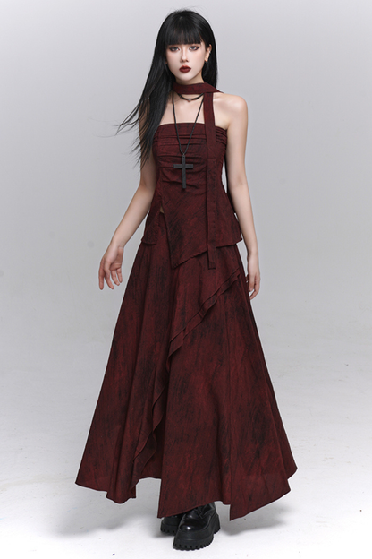 ダークレッドバンドゥ＋ロングスカート