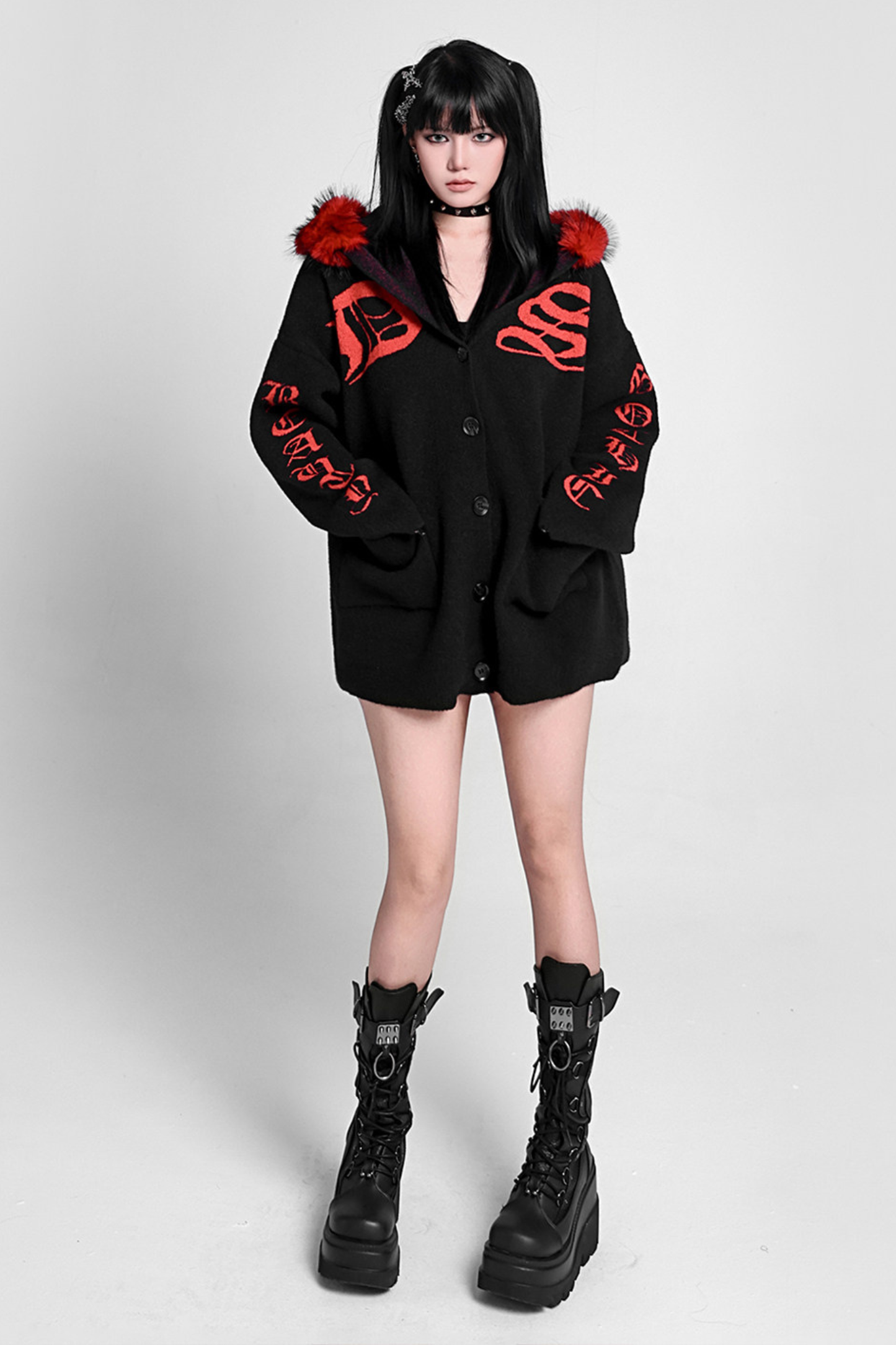 ゴシックファーフードカーディガン