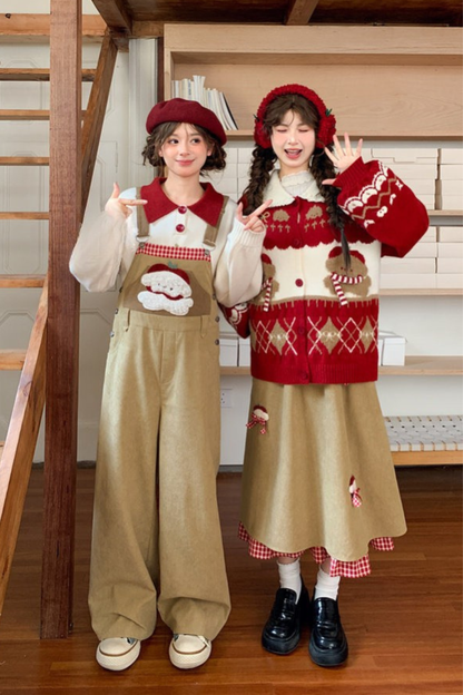 アニマルニットポロセーター+カーディガン