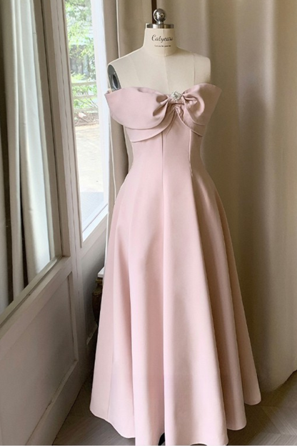 オフショルダーリボンショートフレアドレス＋ロングフレアドレス