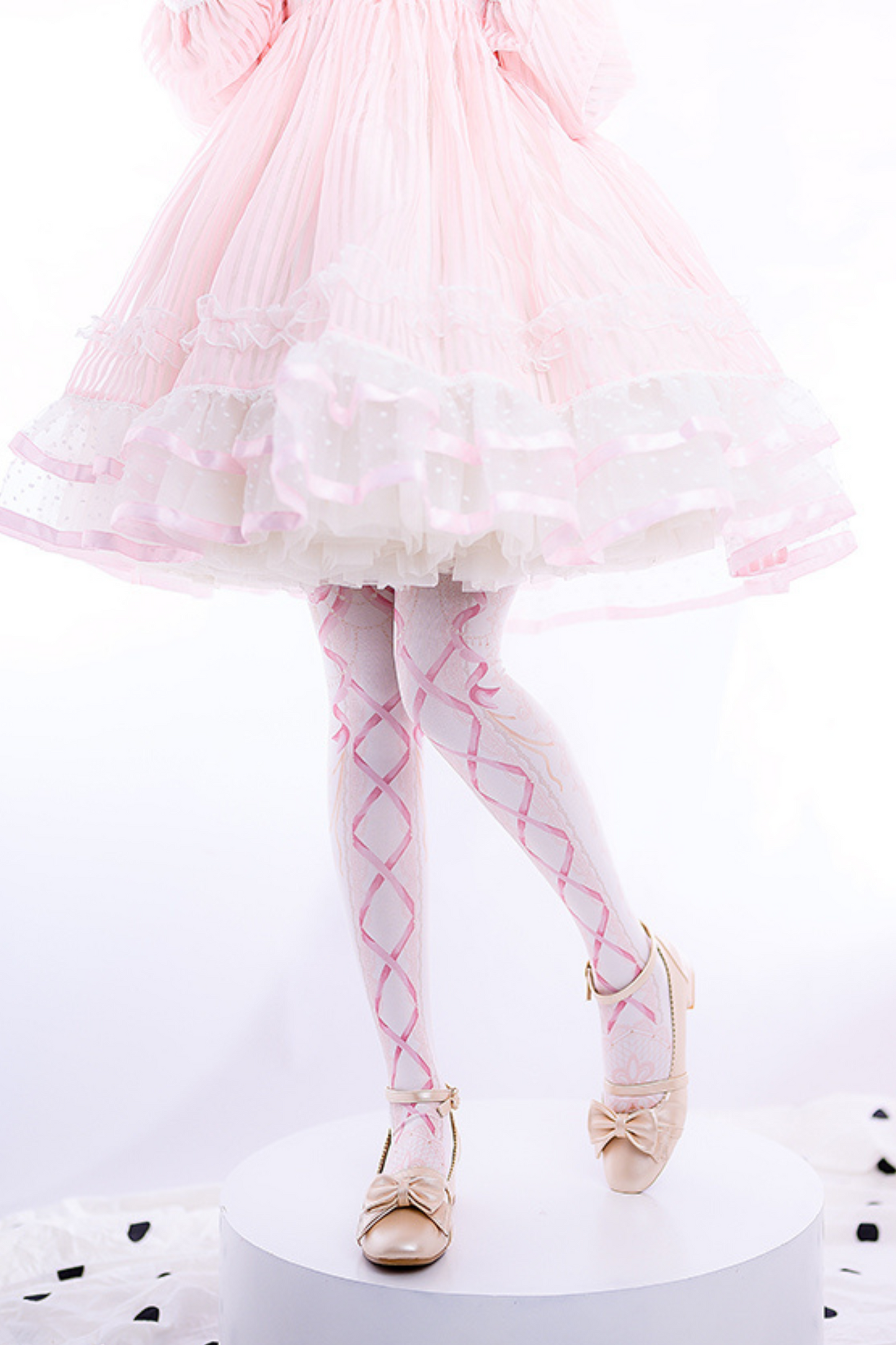 Lace-up Velvet Print Lolita Tights