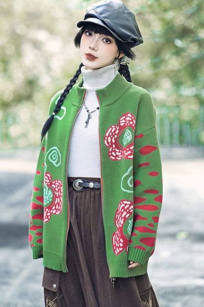 Rafflesia Flower Pop Zip Cardigan