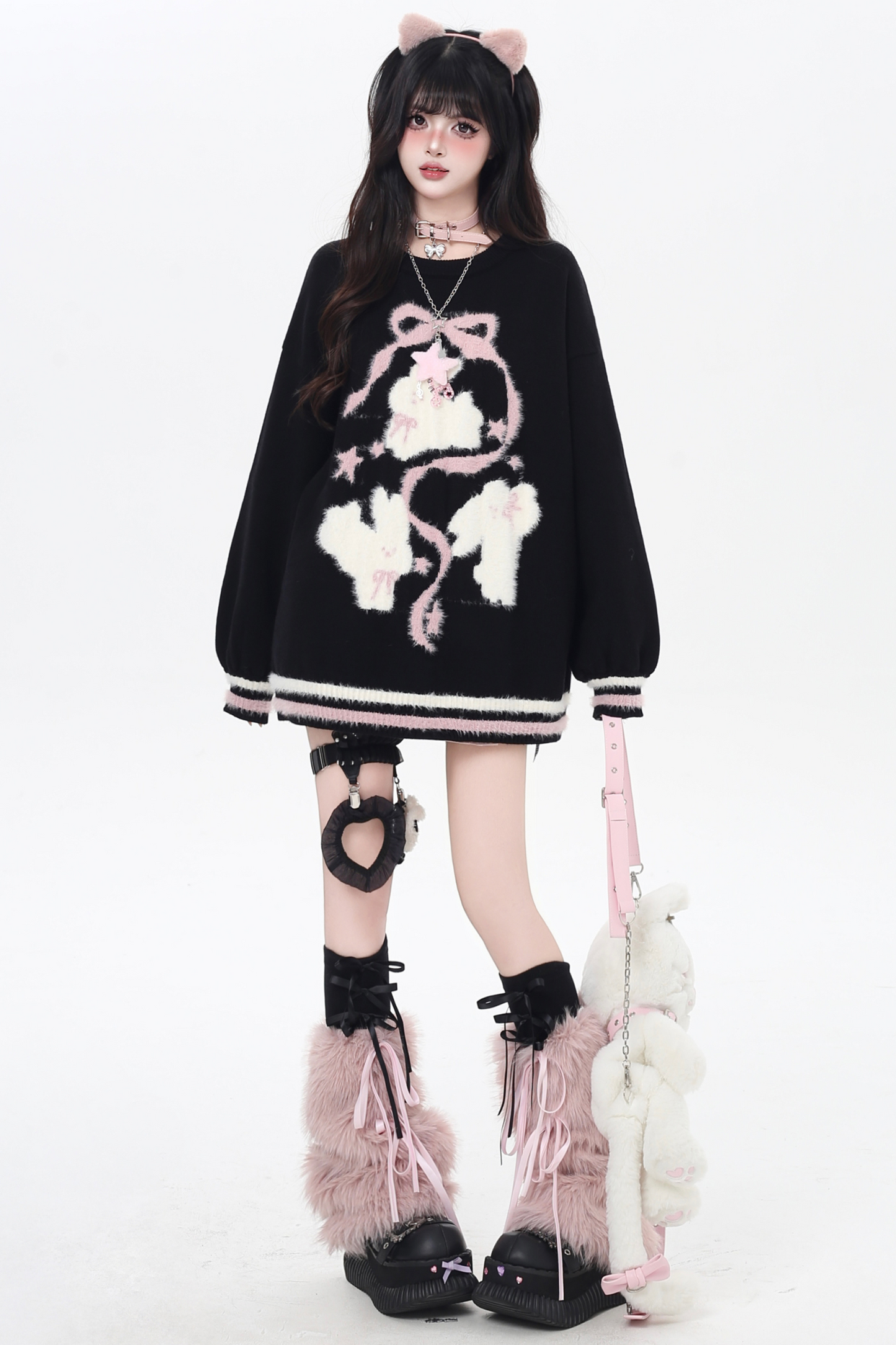 ラビットクルーネックプルオーバーニット