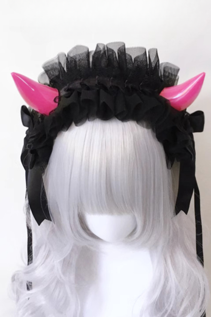 デビルホーンレースロリータヘッドバンド