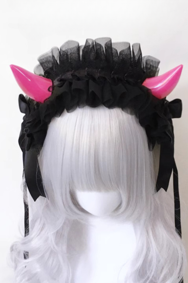 デビルホーンレースロリータヘッドバンド