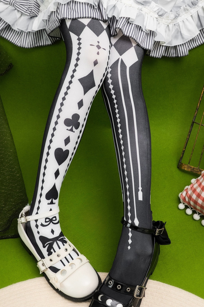 アシメモノクロトランプタイツ