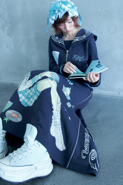 Polka Dot Embroidery Sailor Jacket