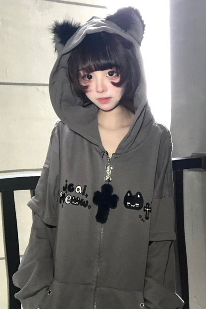 Mouse Hood Loose Hoodie