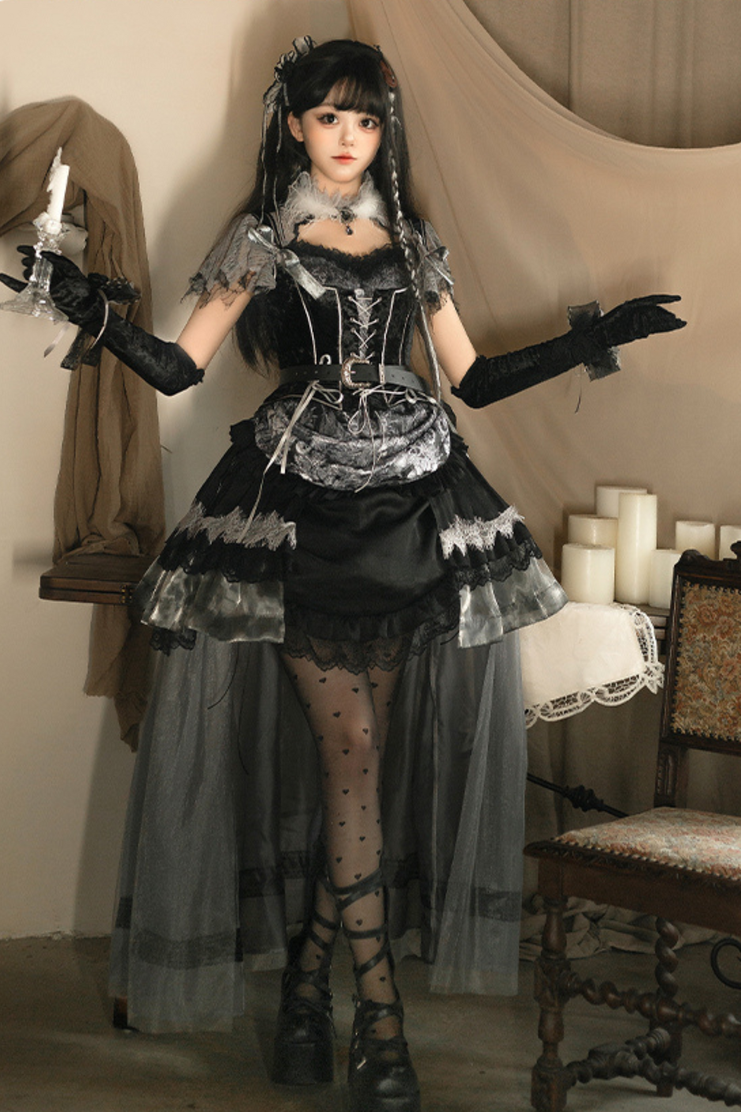 Dark Knight Rose Gothic Dark Cross Elegant Crachely Love Lolita Dress
