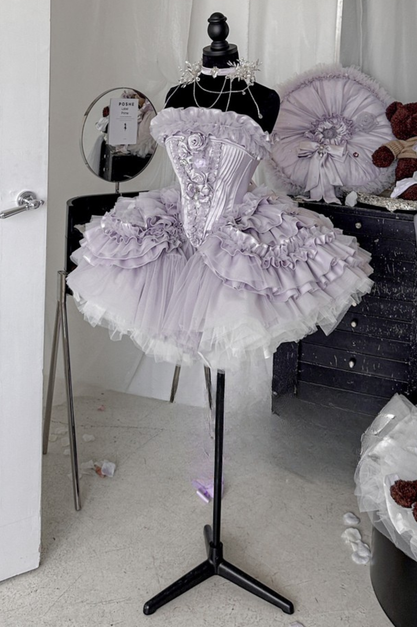 ビクトリアフラワーチューブトップス＋ショートスカート＋ロングスカート＋ガーゼスカート＋アームリング＋チョーカー