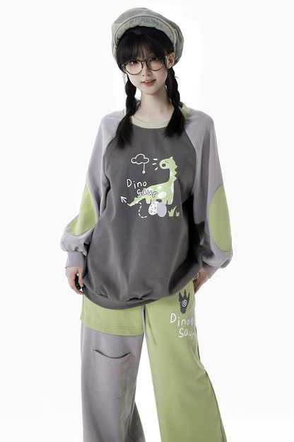 フォレストティーカジュアルフードスウェットス+スウェット+アシメパンツ+カジュアルパンツ