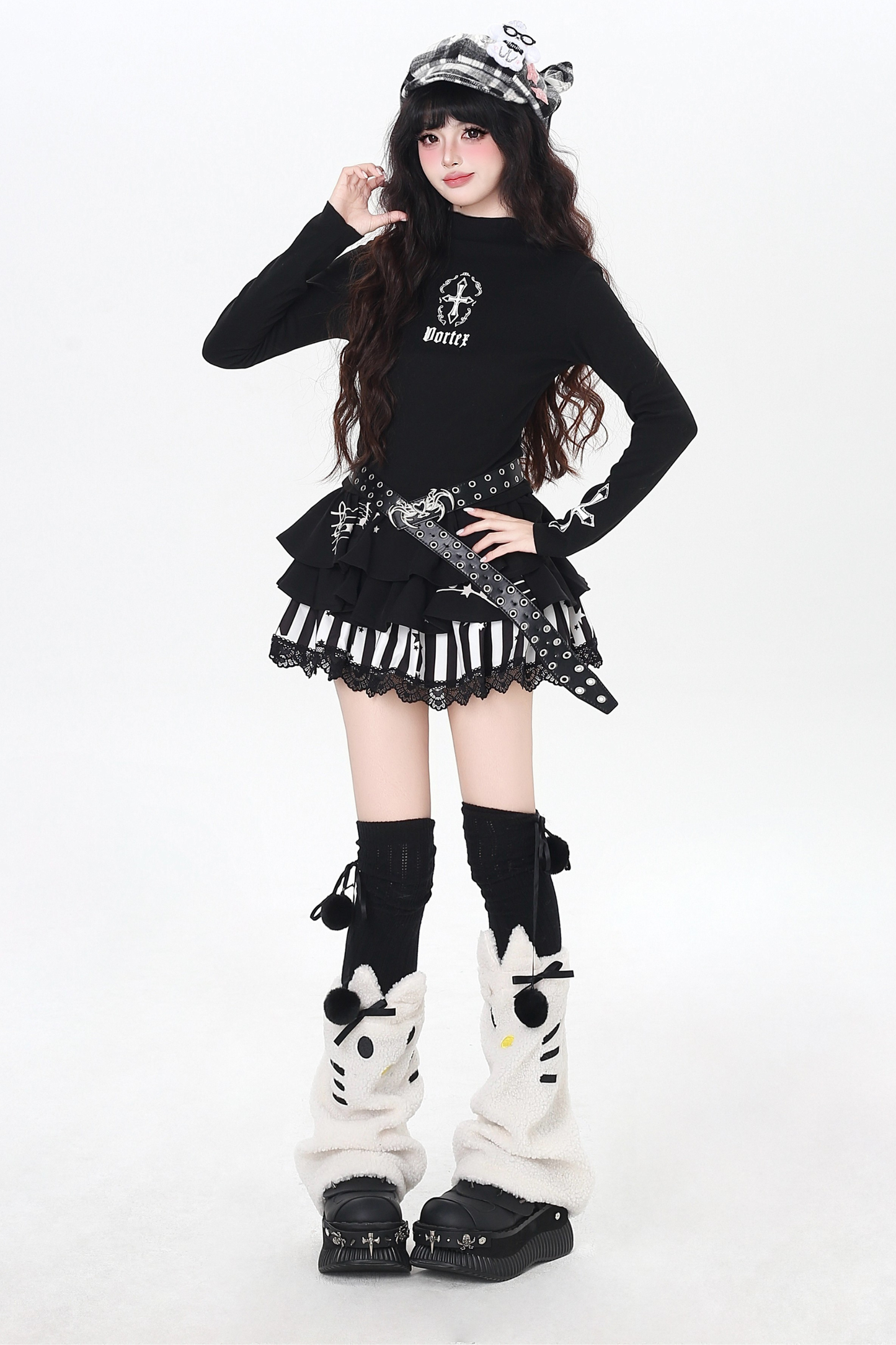 クロススリムタートルネックトップス