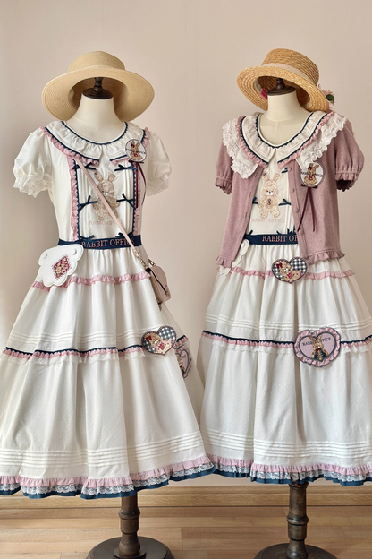 Retro Bear Puff Sleeve Dress + Sleeveless Dress