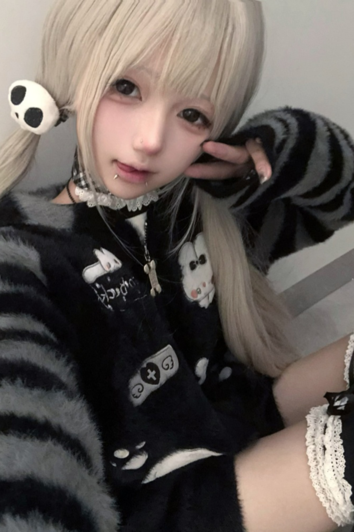 Rabbit Striped Hooded Cardigan