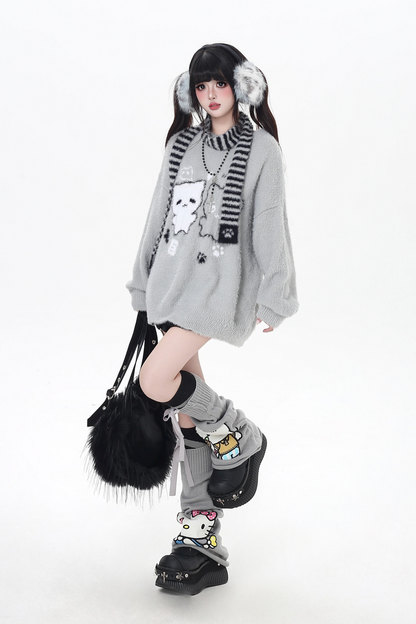 ワックスクルーネックルーズトップス