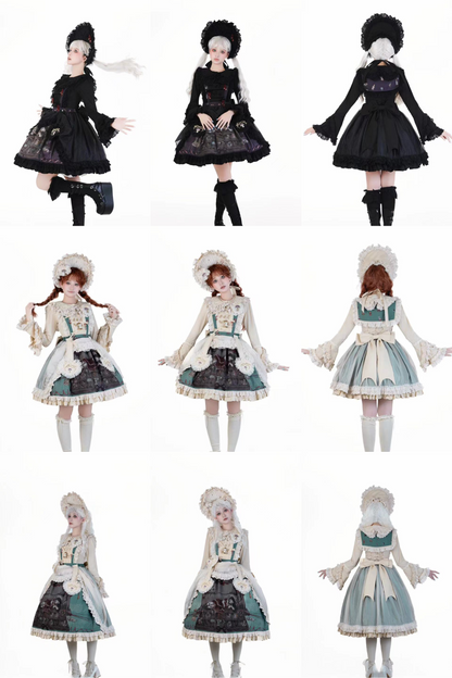 リフティングビーズゴシックストラッププリントドレス