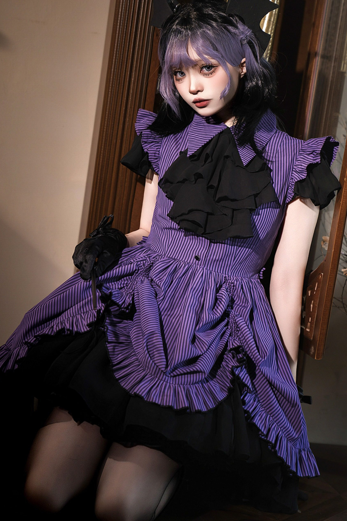 Striped Lolita Dress + Skirt + Collar