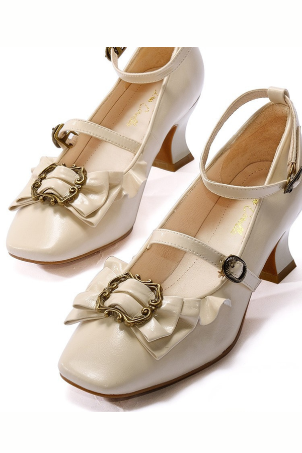 レザーリボンフリルロリータヒール