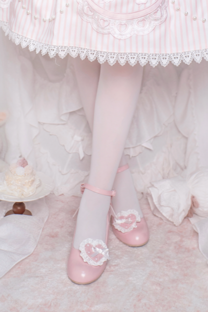 レトロドットハートロリータスイートシューズ