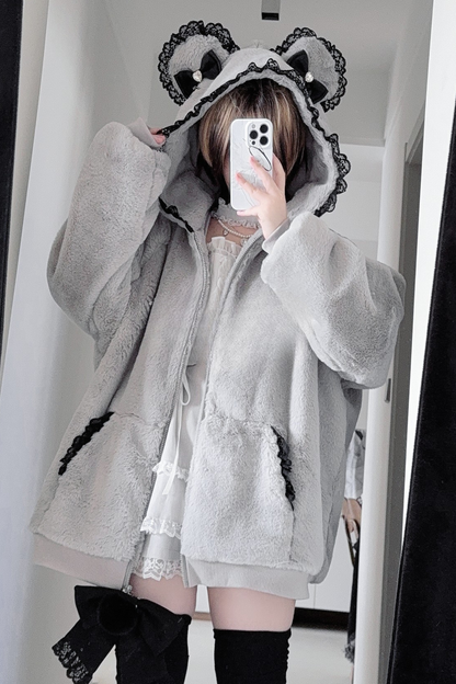 Snow Mouse Lace Fur Coat