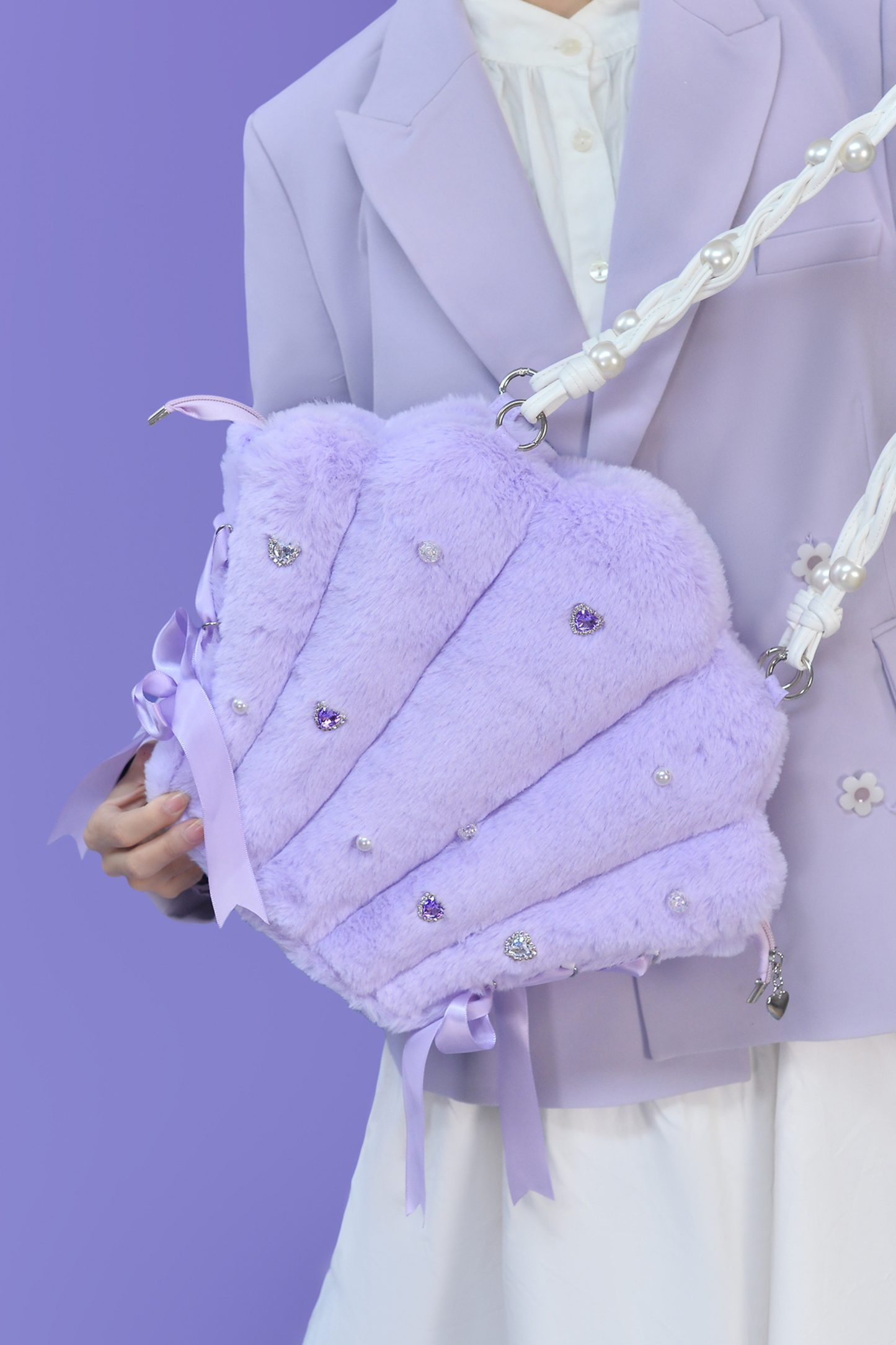 Shell Plush Crossbody Tote Bag
