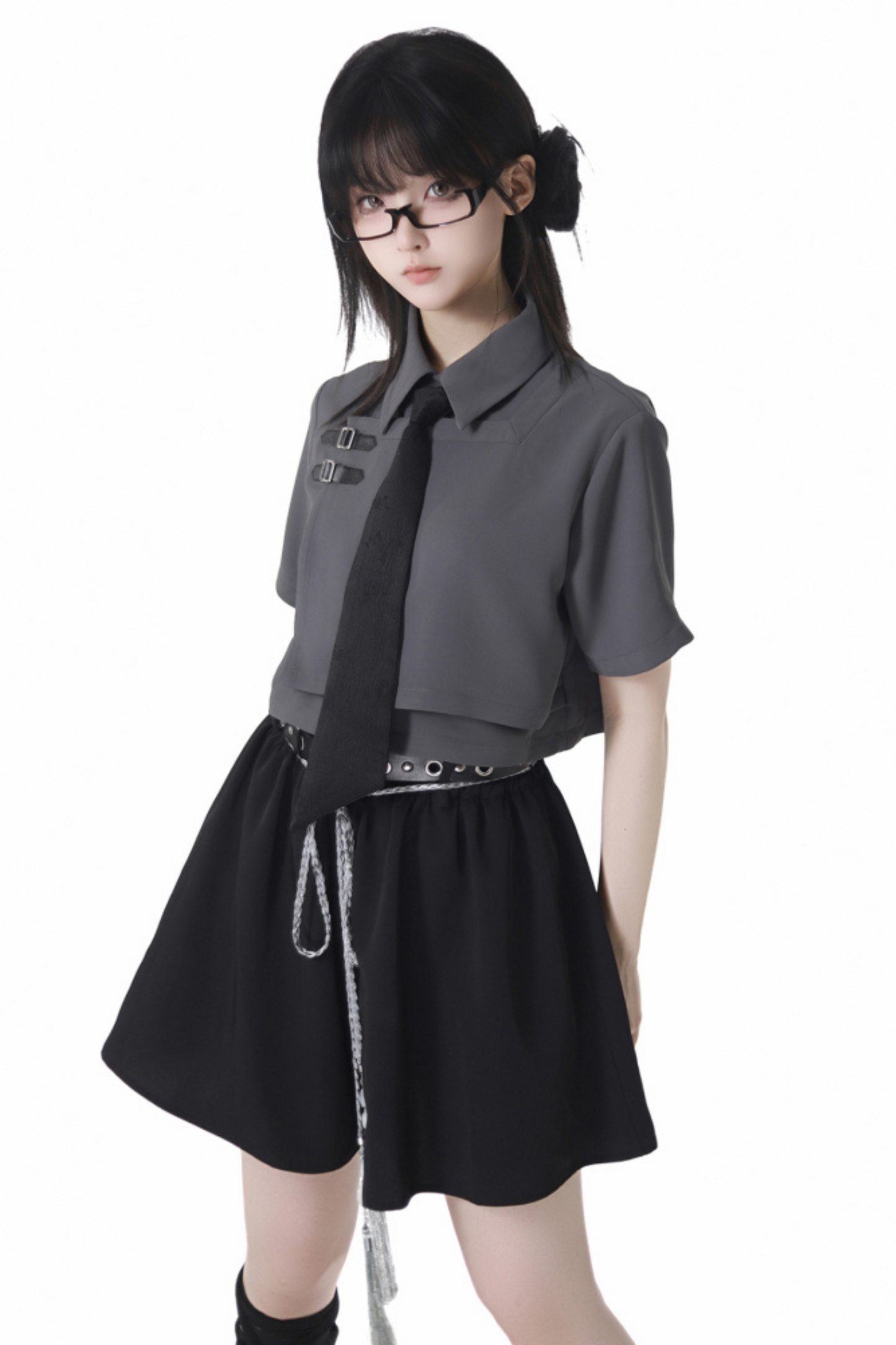 Mode tie short shirt + culottes ++ asymmetrical skirt + long skirt