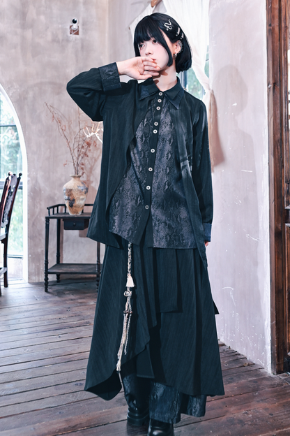 スネークワイドダークチャイナパンツ