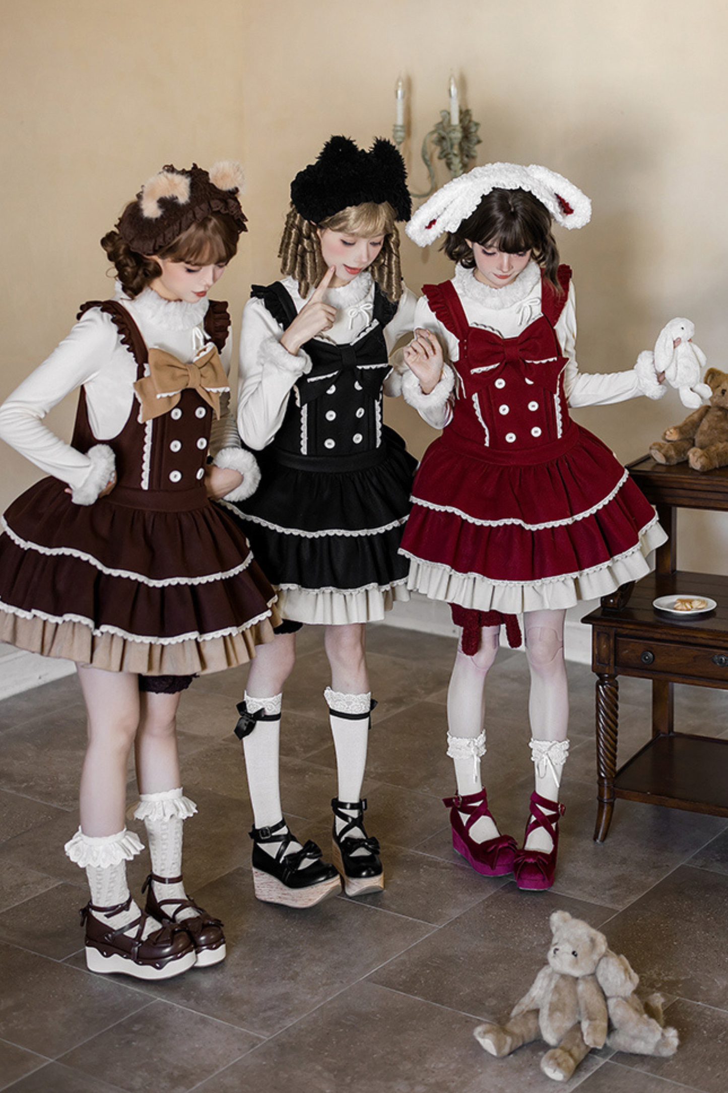 ドールロリータドレス+トップス+アニマルレッグループ+アニマルヘアバンド