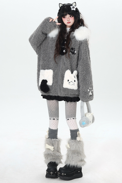 Cat Ear Fleece Hooded Outerwear