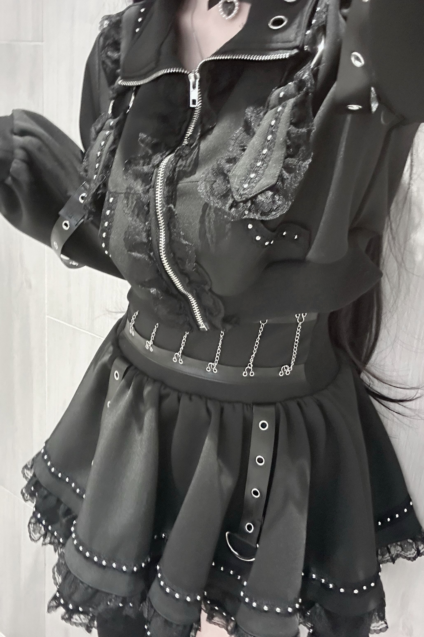 ダークサブカルスポーティジャケット+スカート