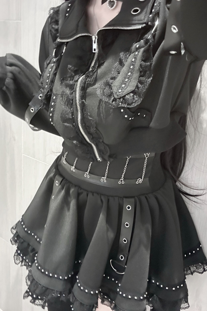 ダークサブカルスポーティジャケット+スカート