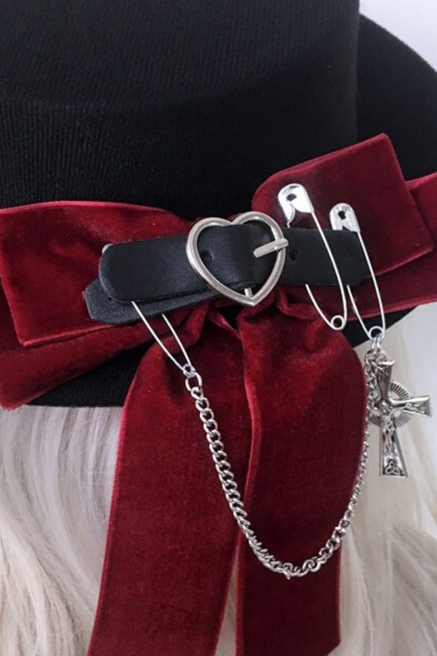 ハートバックルリボンフラットハット