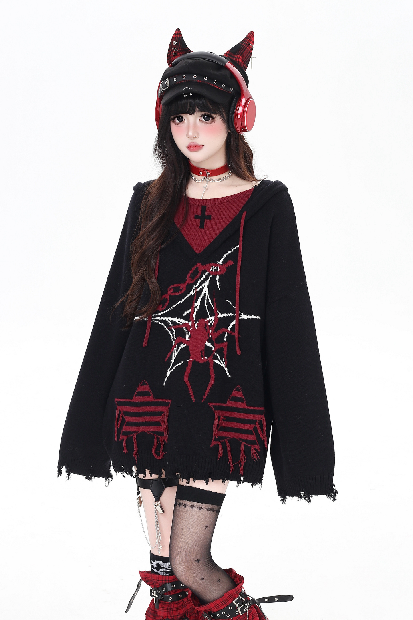 Subculture Faux Tooloos Hooded Tops