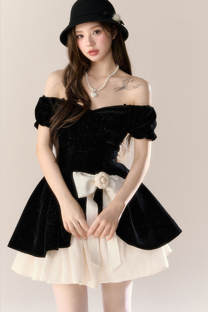 ベルベットシックガーリーフレンチバンケットドレス