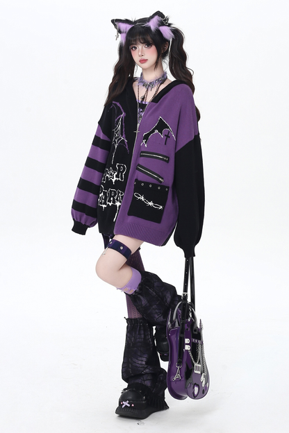 Gothic Asymmetrical Design Knit Cardigan